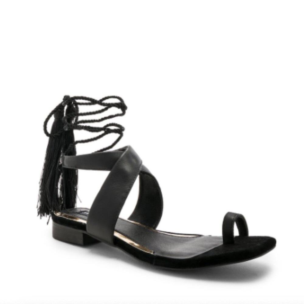 Revolve Jaggar Compel Black Leather Sandals
